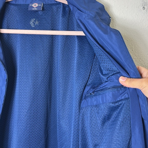 Vintage Converse All Star Zip Up Windbreaker Jacket Blue Yellow size XL - Picture 7 of 11